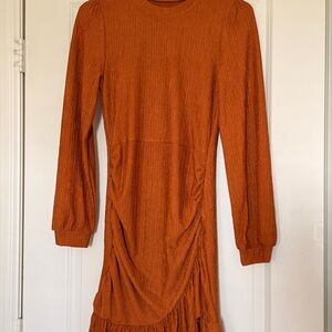 Rust Orange Long Sleeve Dress